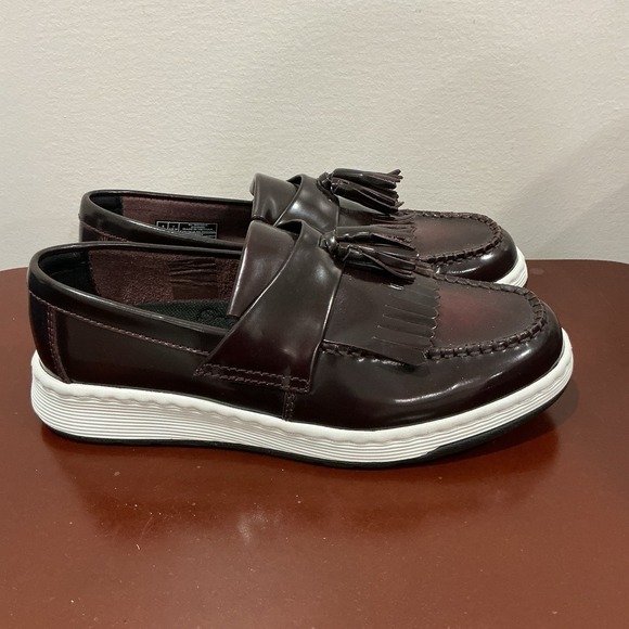 Dr. Martens Other - Dr Martens Edison Shoes M 7 W‎ 8 Maroon Leather Tassel Kiltie Loafers Sneakers